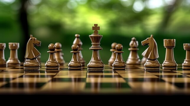 Strategic Business Moves on a Chess Board, Illustrating Tactical Forecasts and Path to Success