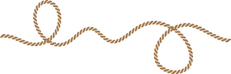 Brown rope illustration with twisted strands and curved lines in a vector graphic design © PNG store
