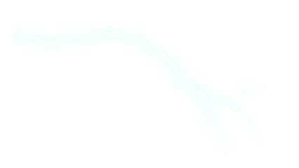 Luminous blue lightning bolt, electric discharge spark, glowing atmospheric plasma energy trail for weather and science concepts isolated PNG with Transparent Background © Muhammad Arslan