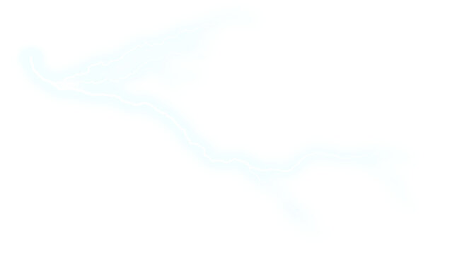 Forked Lightning Thunderstorm Strike Isolated on Transparent Background - Bright Electric Energy Overlay