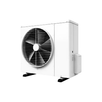 Halftone outdoor air conditioner unit vector illustration. Black and white dotted stipple icon of HVAC system, heat pump or condenser for cooling and heating design.