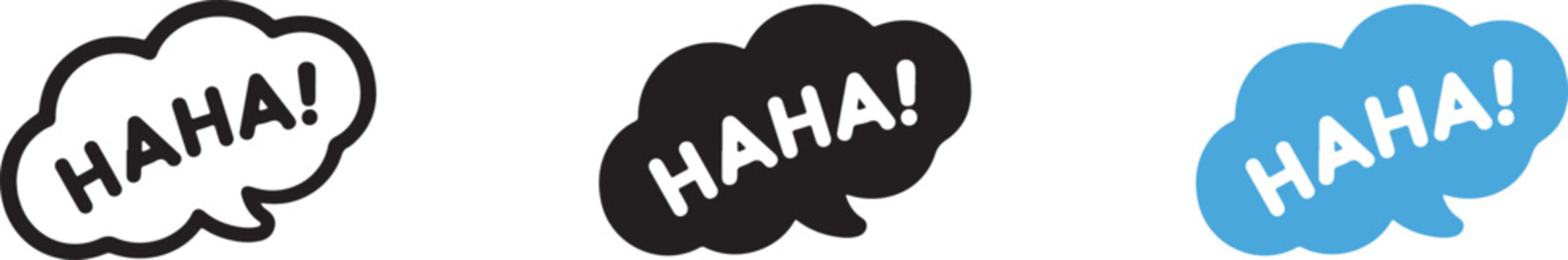 Colorful vector illustration of laughing speech bubbles with humorous text