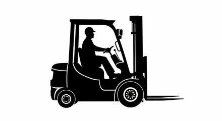 Forklift, industrial vehicle, warehouse equipment, operator, silhouette May day, EPS © Md Shaikh Farid