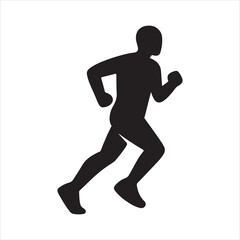 Obraz premium Male runner in motion during a sprint with dynamic pose Vector Silhouette Isolated on white background
