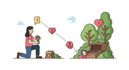 Fototapeta premium Clean Flat Vector Illustration Representing Abstract Data Network Connection and Global Strategy Elements