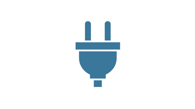 Minimalist Blue Electrical Power Plug Icon