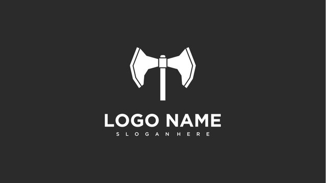 Minimalist Double-Headed Axe Logo Design