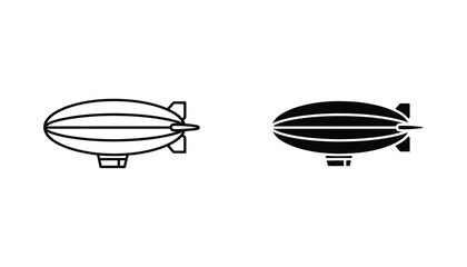 Zeppelin airship side view icon in outline and solid black vector style for aviation transport and retro travel design concepts © Maya