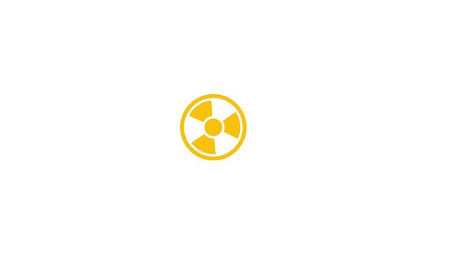 Yellow Radiation Symbol on White Background.