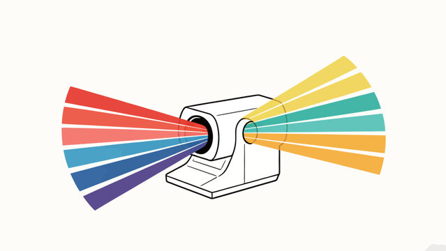 Minimalist Conceptual Line Art Illustration of a Pencil Sharpener With Rainbow Color Stripes Extending From Both Openings On Pale Off-White Background