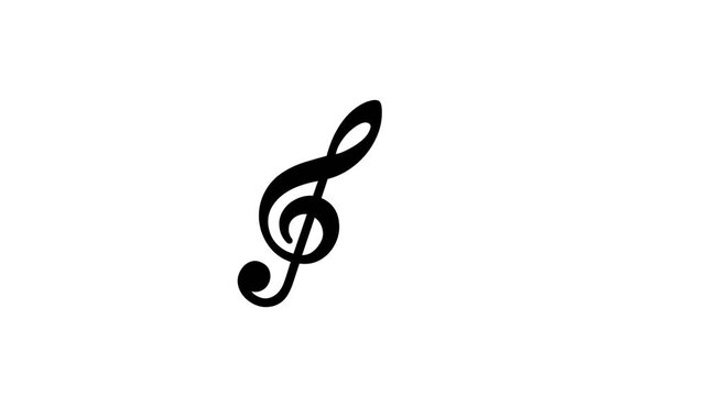 Black Treble Clef Symbol on White Background, Music Note Icon.