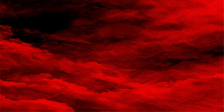 Dramatic red sky with billowing clouds against a dark backdrop creates a sense of foreboding, passion, and intense emotions. 