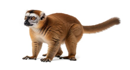 Fototapeta premium Ringtailed Lemur Standing Isolated White.