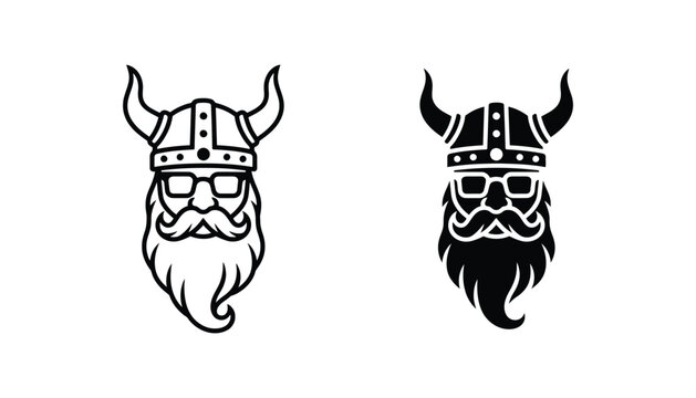 Hipster viking warrior mascot head wearing stylish glasses for gaming logo design and apparel graphic vector illustration