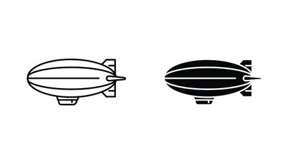 Zeppelin airship icon for travel and vintage transportation in outline and solid black vector style © Nova