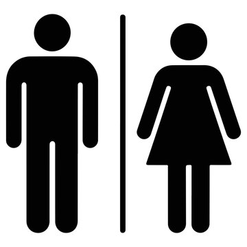 Male and female restroom symbols toilet bathroom