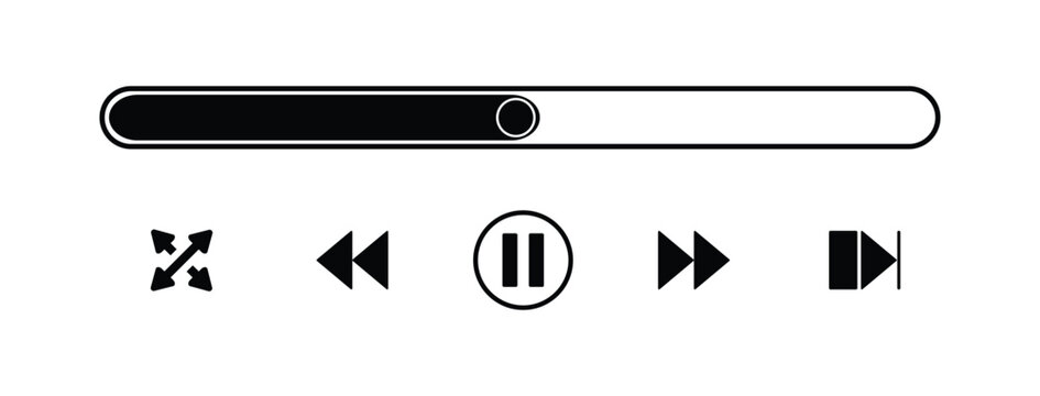  Modern Audio Video Player Interface Design. Play button icon concept. Music or video play bar icon. Vector illustration.