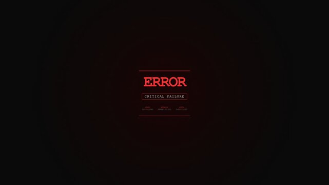 Glitch screen with error text and code details