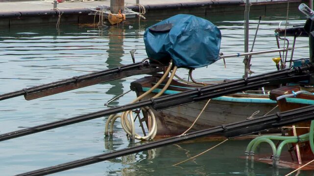 Longtail Boat Engine and Propeller Shaft at Krabi Marina Pier