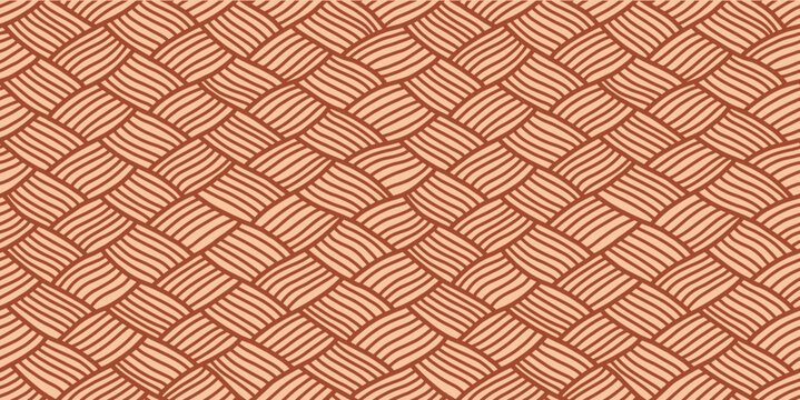 Hand-Drawn Seamless Wicker Weave Pattern with Earth Tone Lines