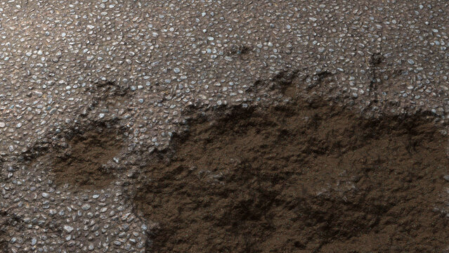 Damaged Asphalt 3D Illustration Render 