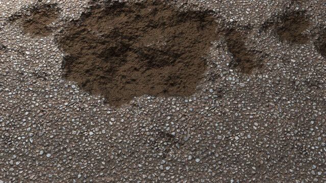 Damaged Asphalt 3D Illustration Render 