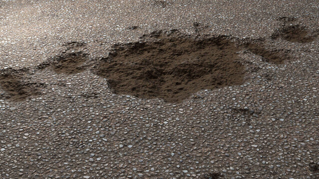 Damaged Asphalt 3D Illustration Render 