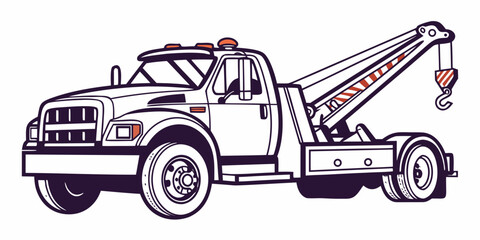 Side view of orange and white recovery tow truck for vehicle breakdown assistance graphic drawing with recovery roadside assistance automotive transport breakdown machinery industrial trucking © Bf