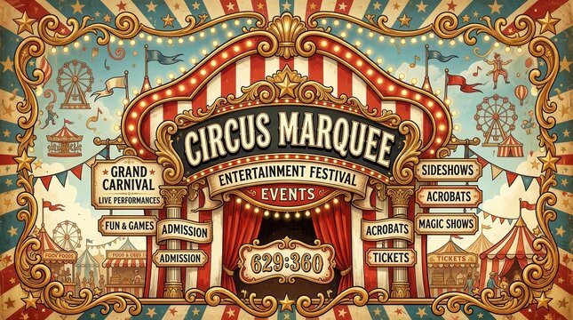Decorative carnival sign background for entertainment festivals.