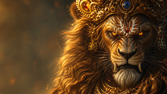 High Quality Editorial Use Narsimha Jayanti Janmastami Janmastav Janamdin Lord Narasimha Divine Protection Concept Spiritual Background Design