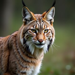 Fototapeta premium Eurasian lynx close‑up portrait in natural habitat