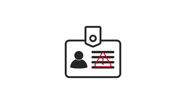 ID card warning, User identification alert security risk notification motion graphic animation video