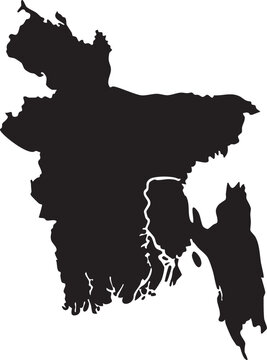 Black silhouette map of Bangladesh a simple vector graphic for national identity and travel concepts isolated on white background