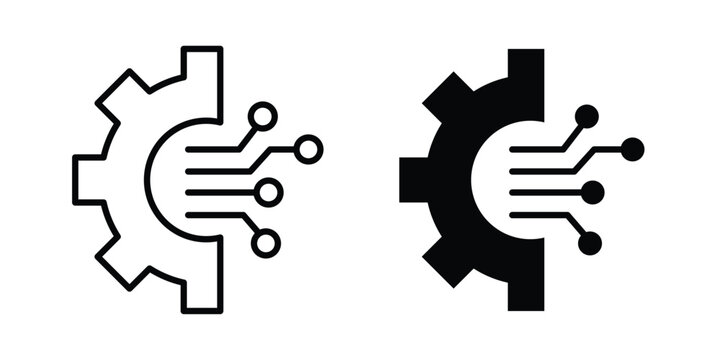 advanced technology icon with line stroke and black silhouette style