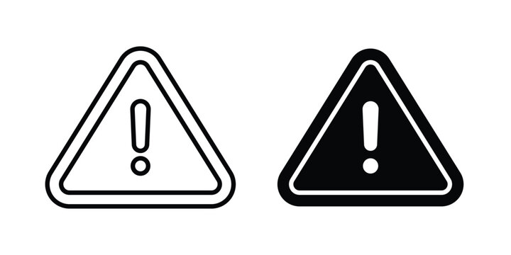Attention icon with line stroke and black silhouette style