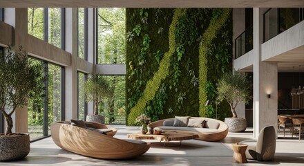 Fototapeta premium Modern Living: This image displays a sleek and contemporary interior space. The room is filled with natural light.