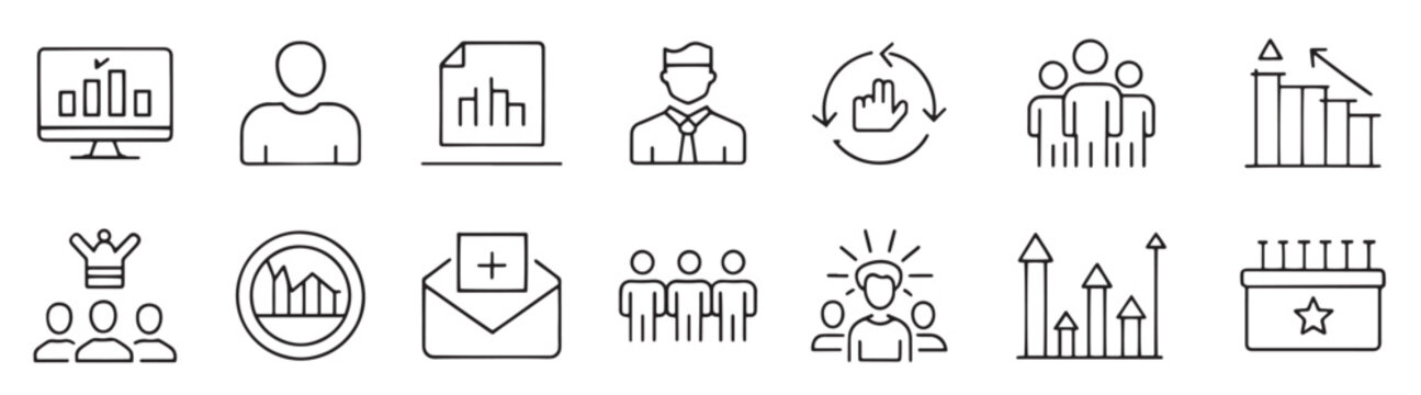 Deposite investment web icons in line style. income, money, business. Outline icon collection. Management icons. Set icon about management, vector Illustration.