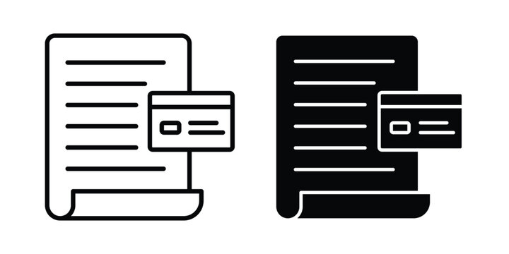 Billing icon with line stroke and black silhouette style