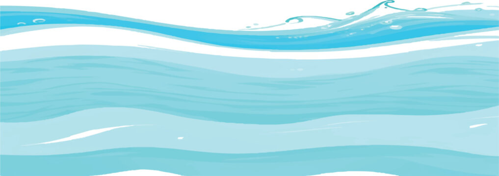 Gentle blue water waves vector illustration on white background with light blue water surface wave pattern design texture graphic element background abstract illustration powerful