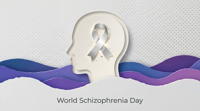 silhouette of person walking inside human head profile for world schizophrenia day awareness campaign