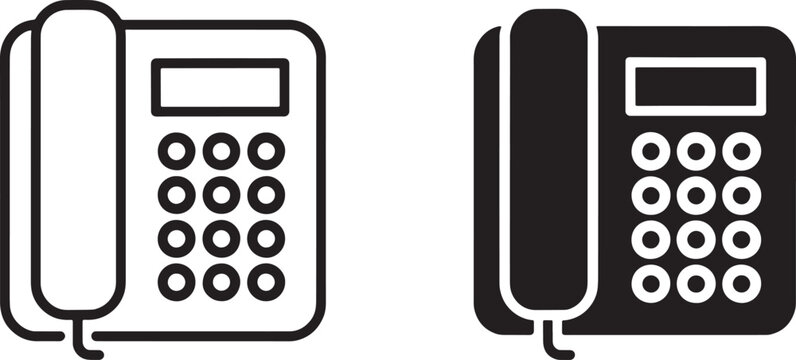 Two black and white line of telephones side by side device