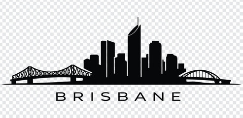 Black silhouette of brisbane city skyline with bridges © MdshakiburRahman