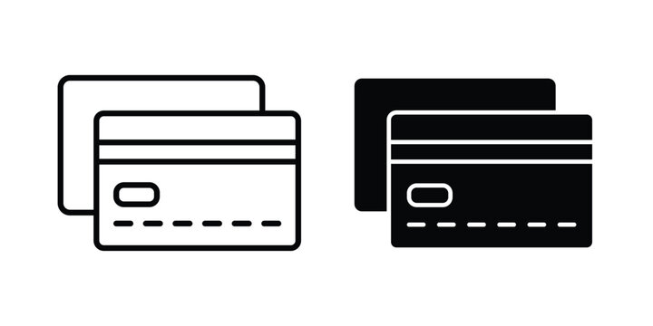 debit card icon with line stroke and black silhouette style