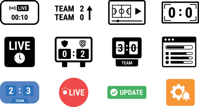 Soccer event scoreboard icons live updates team stats game results