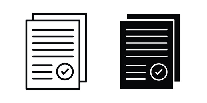 Documents icon with line stroke and black silhouette style