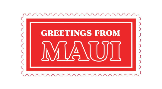 Maui Greetings Travel Stamp Design.