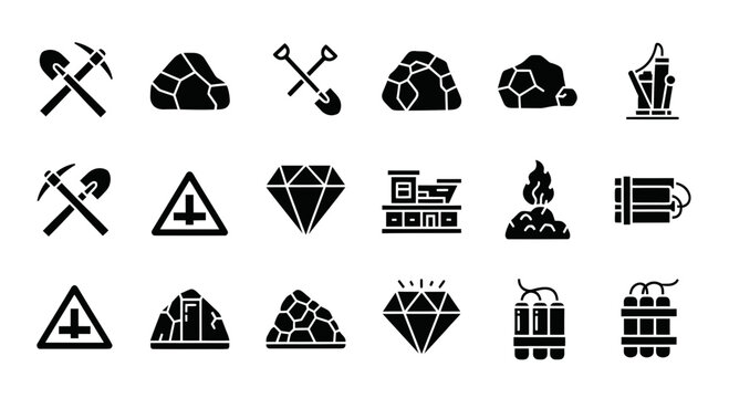 Mining Industry Icons and Symbols.