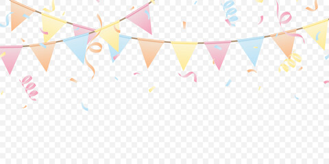 Naklejka premium Colorful party flags background vector illustration for celebration.