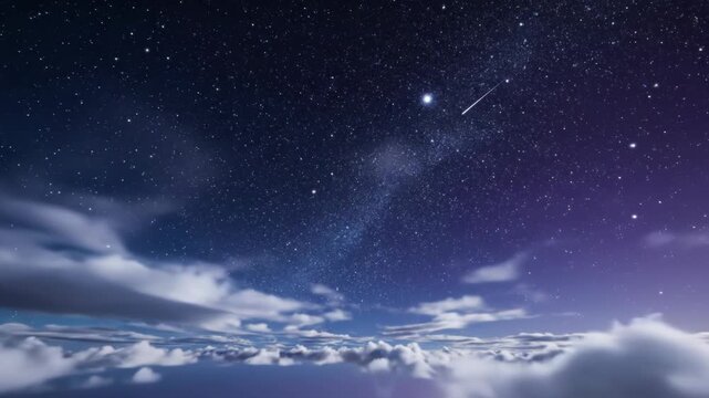 Night sky with bright stars and soft clouds at dusk