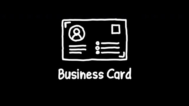 Hand drawn business card sketch, line art illustration of identity card with profile icon, 4k animated video, alpha transparent video